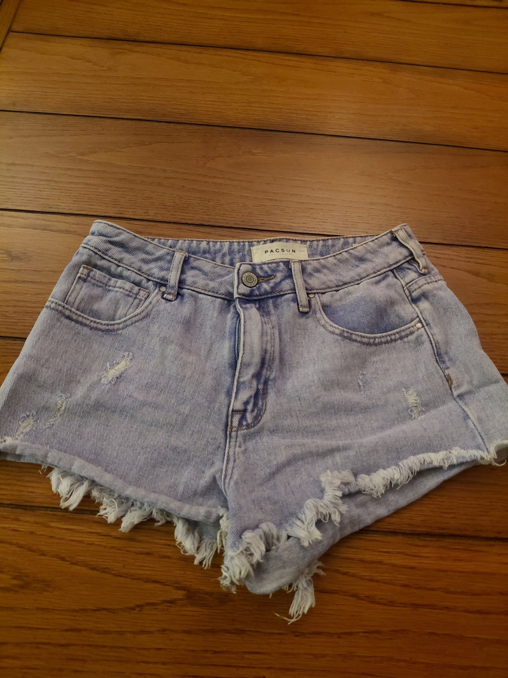 PacSun Women's Light Blue Distressed Denim Shorts
